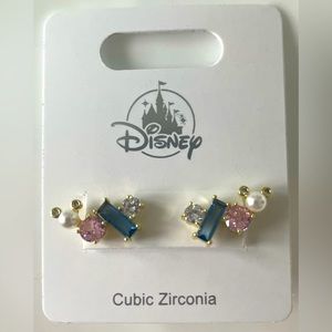 Disney Earrings - Mickey Head w/faux pearl & Cubic Zirconia Stones - NEW & Cute